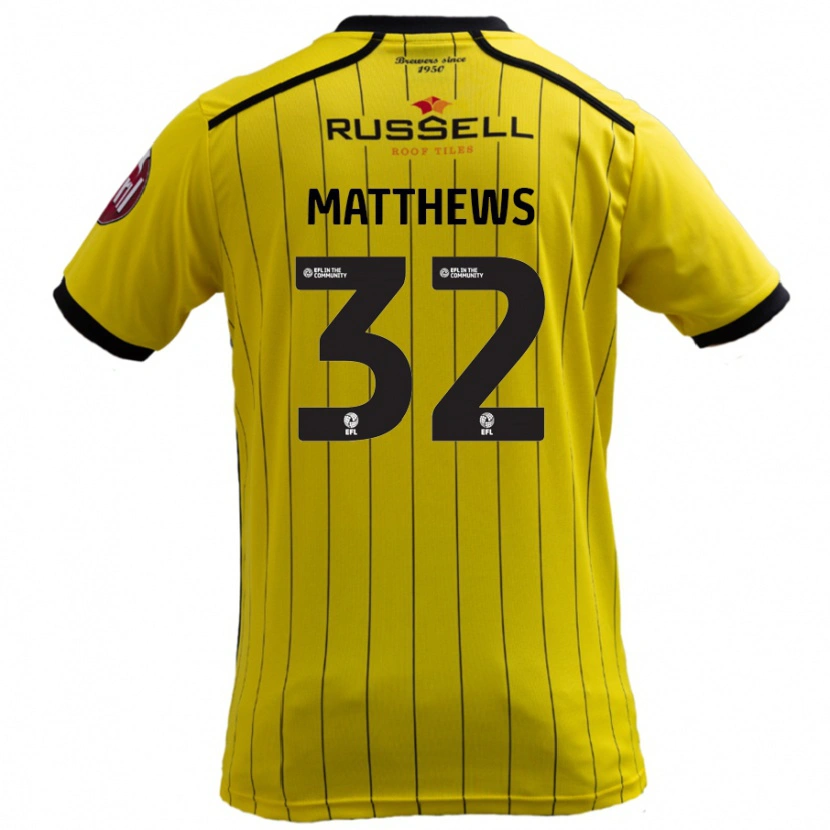 Danxen Dame Daniel Matthews #32 Gul Hjemmetrøye Drakt Trøye 2024/25 Skjorter T-Skjorte