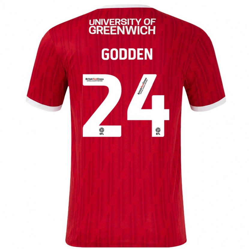 Danxen Dame Matty Godden #24 Rød Hvit Hjemmetrøye Drakt Trøye 2024/25 Skjorter T-Skjorte