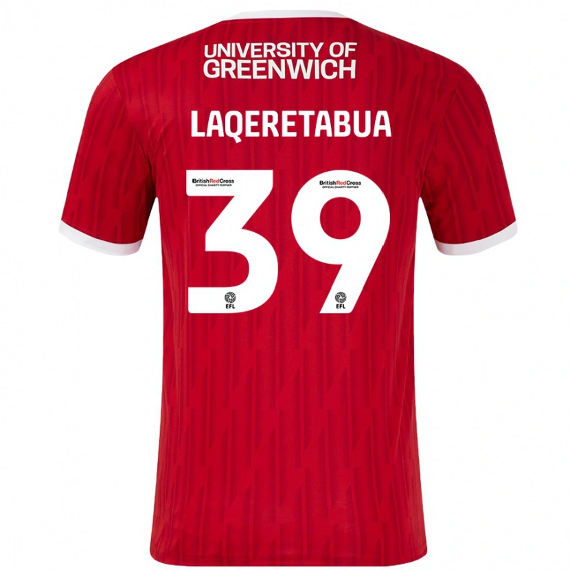Danxen Dame Josh Laqeretabua #39 Rød Hvit Hjemmetrøye Drakt Trøye 2024/25 Skjorter T-Skjorte