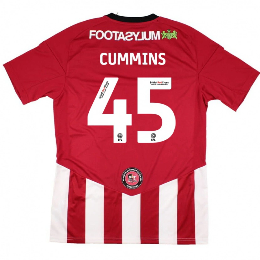 Danxen Dame Charlie Cummins #45 Rød Hvit Hjemmetrøye Drakt Trøye 2024/25 Skjorter T-Skjorte