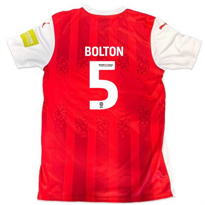 Danxen Dame James Bolton #5 Rød Hvit Hjemmetrøye Drakt Trøye 2024/25 Skjorter T-Skjorte