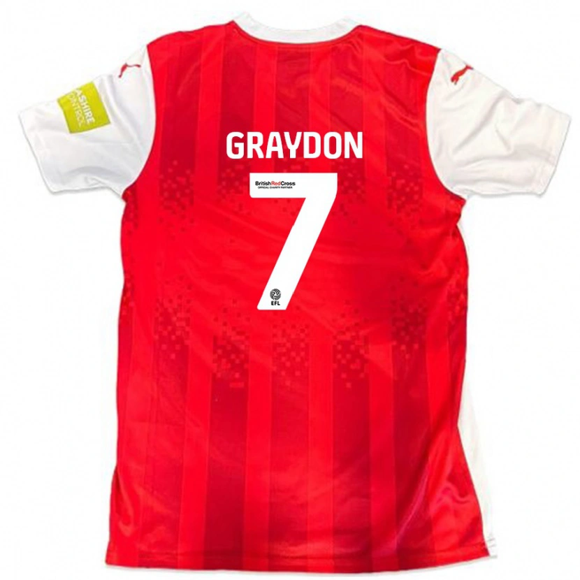 Danxen Dame Ryan Graydon #7 Rød Hvit Hjemmetrøye Drakt Trøye 2024/25 Skjorter T-Skjorte