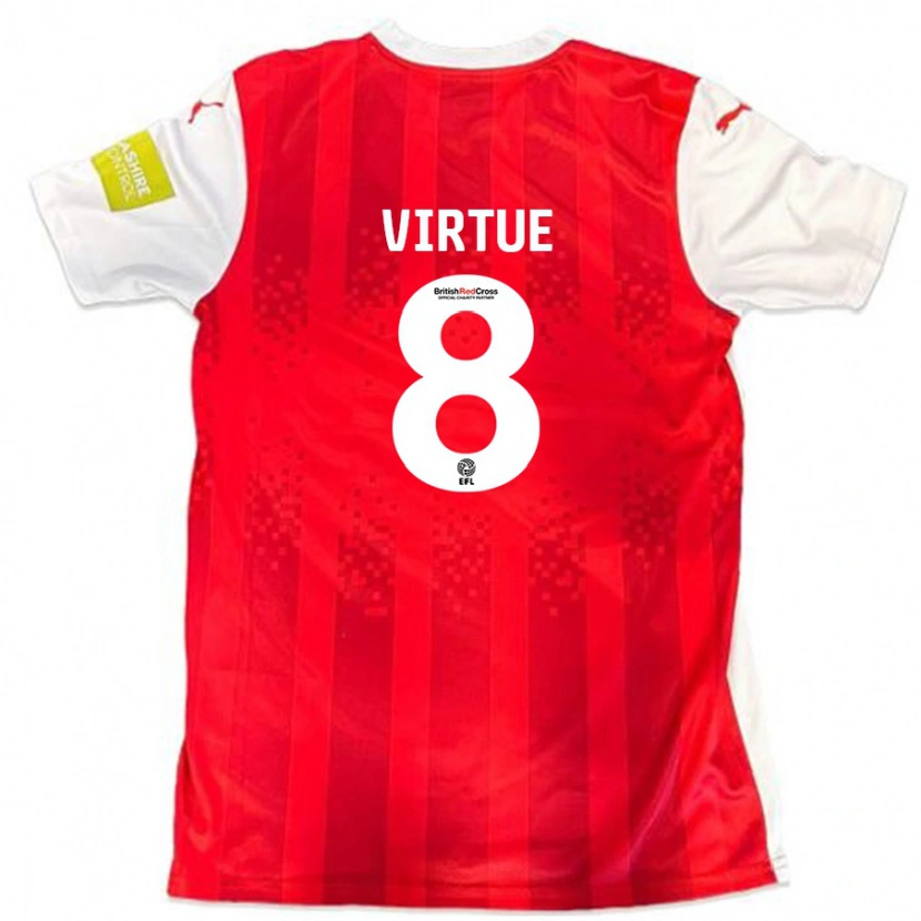Danxen Dame Matty Virtue #8 Rød Hvit Hjemmetrøye Drakt Trøye 2024/25 Skjorter T-Skjorte