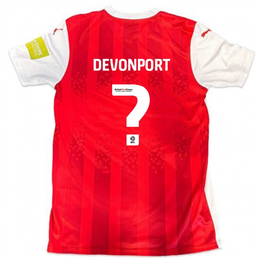 Danxen Dame Owen Devonport #0 Rød Hvit Hjemmetrøye Drakt Trøye 2024/25 Skjorter T-Skjorte