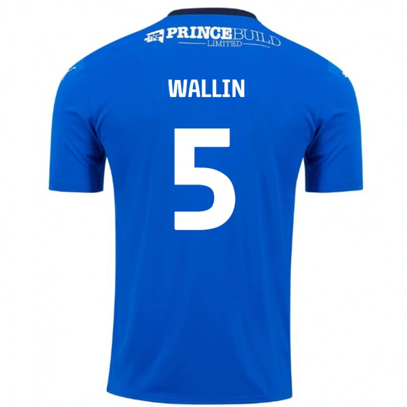 Danxen Dame Oscar Wallin #5 Blå Hvit Hjemmetrøye Drakt Trøye 2024/25 Skjorter T-Skjorte