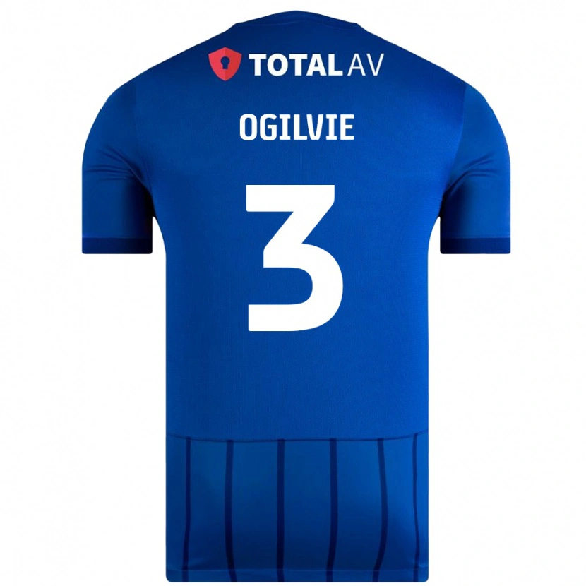 Danxen Dame Connor Ogilvie #3 Blå Hjemmetrøye Drakt Trøye 2024/25 Skjorter T-Skjorte
