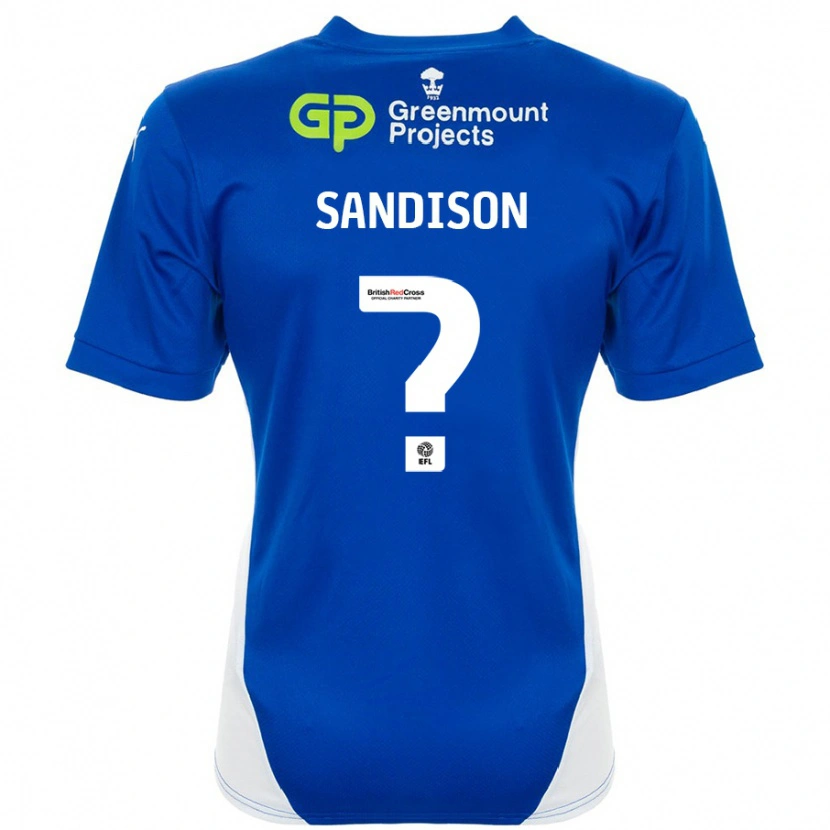 Danxen Dame Nathan Sandison #0 Blå Hvit Hjemmetrøye Drakt Trøye 2024/25 Skjorter T-Skjorte