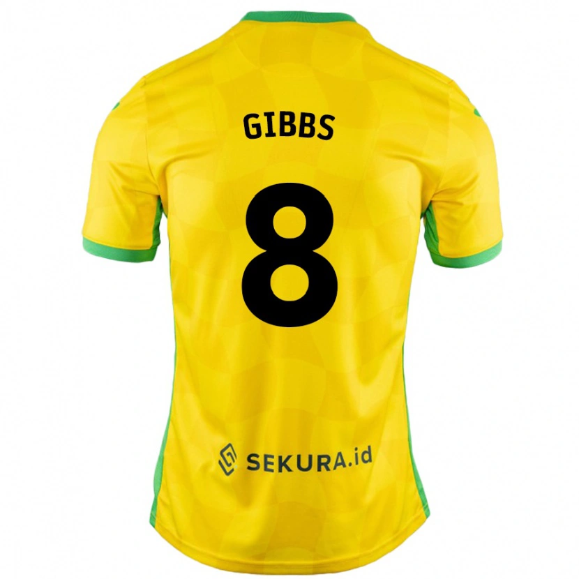 Danxen Dame Liam Gibbs #8 Gul Grønn Hjemmetrøye Drakt Trøye 2024/25 Skjorter T-Skjorte