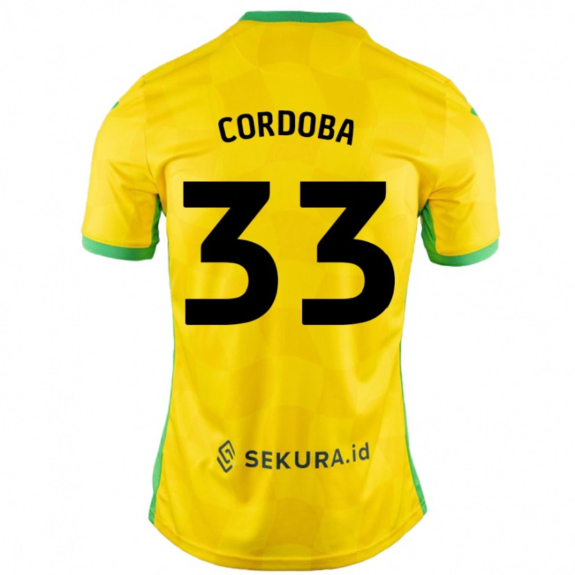 Danxen Dame José Córdoba #33 Gul Grønn Hjemmetrøye Drakt Trøye 2024/25 Skjorter T-Skjorte
