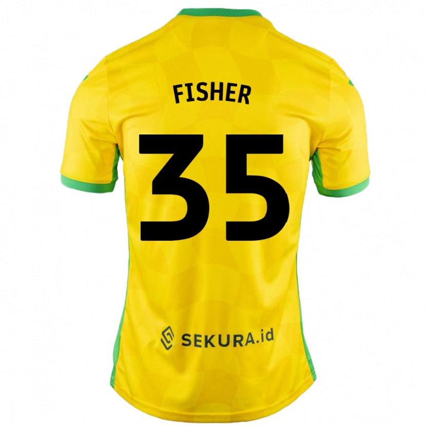 Danxen Dame Kellen Fisher #35 Gul Grønn Hjemmetrøye Drakt Trøye 2024/25 Skjorter T-Skjorte
