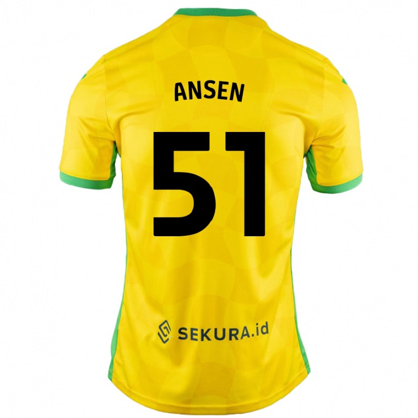 Danxen Dame Caleb Ansen #51 Gul Grønn Hjemmetrøye Drakt Trøye 2024/25 Skjorter T-Skjorte