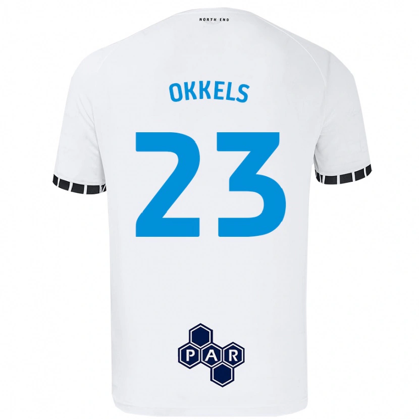 Danxen Dame Jeppe Okkels #23 Hvit Hjemmetrøye Drakt Trøye 2024/25 Skjorter T-Skjorte