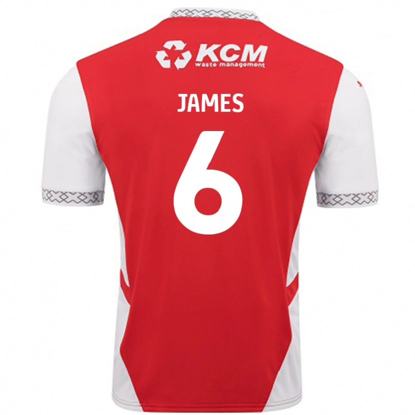 Danxen Dame Reece James #6 Rød Hvit Hjemmetrøye Drakt Trøye 2024/25 Skjorter T-Skjorte