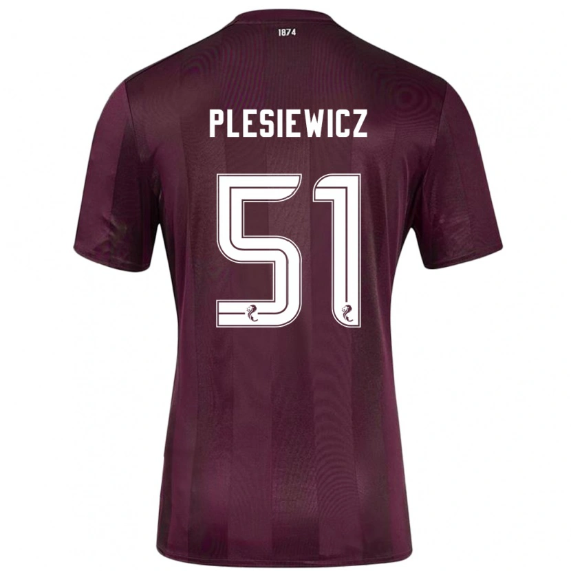 Danxen Dame Szymon Plesiewicz #51 Burgund Hjemmetrøye Drakt Trøye 2024/25 Skjorter T-Skjorte