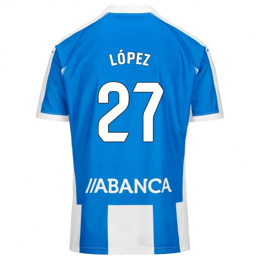 Danxen Dame Rubén López #27 Blå Hvit Hjemmetrøye Drakt Trøye 2024/25 Skjorter T-Skjorte