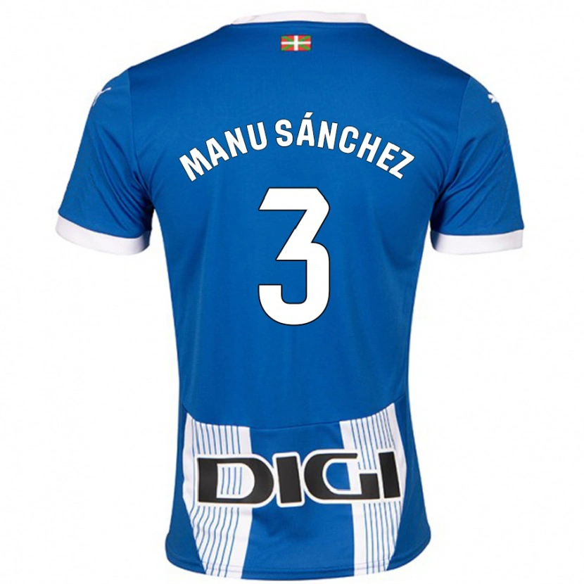 Danxen Dame Manu Sánchez #3 Blå Hjemmetrøye Drakt Trøye 2024/25 Skjorter T-Skjorte