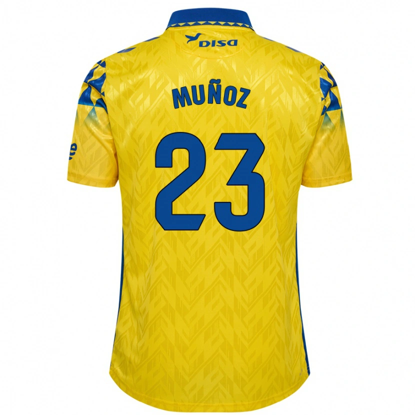 Danxen Dame Álex Muñoz #23 Gul Blå Hjemmetrøye Drakt Trøye 2024/25 Skjorter T-Skjorte