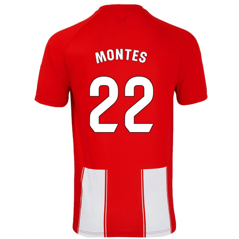 Danxen Dame César Montes #22 Rød Hvit Hjemmetrøye Drakt Trøye 2024/25 Skjorter T-Skjorte
