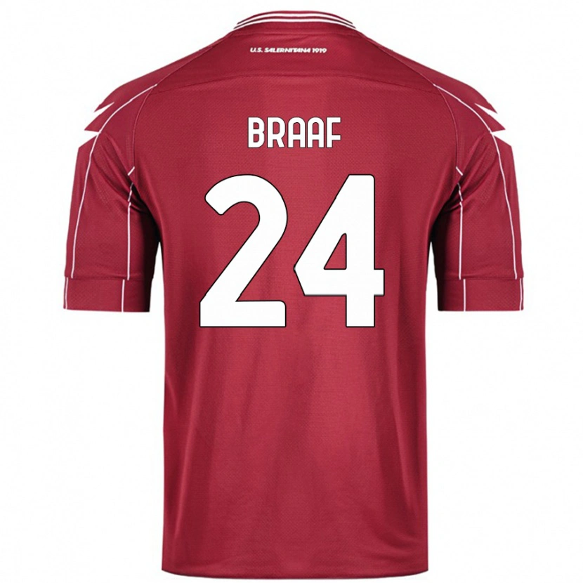 Danxen Dame Jayden Braaf #24 Burgund Hjemmetrøye Drakt Trøye 2024/25 Skjorter T-Skjorte