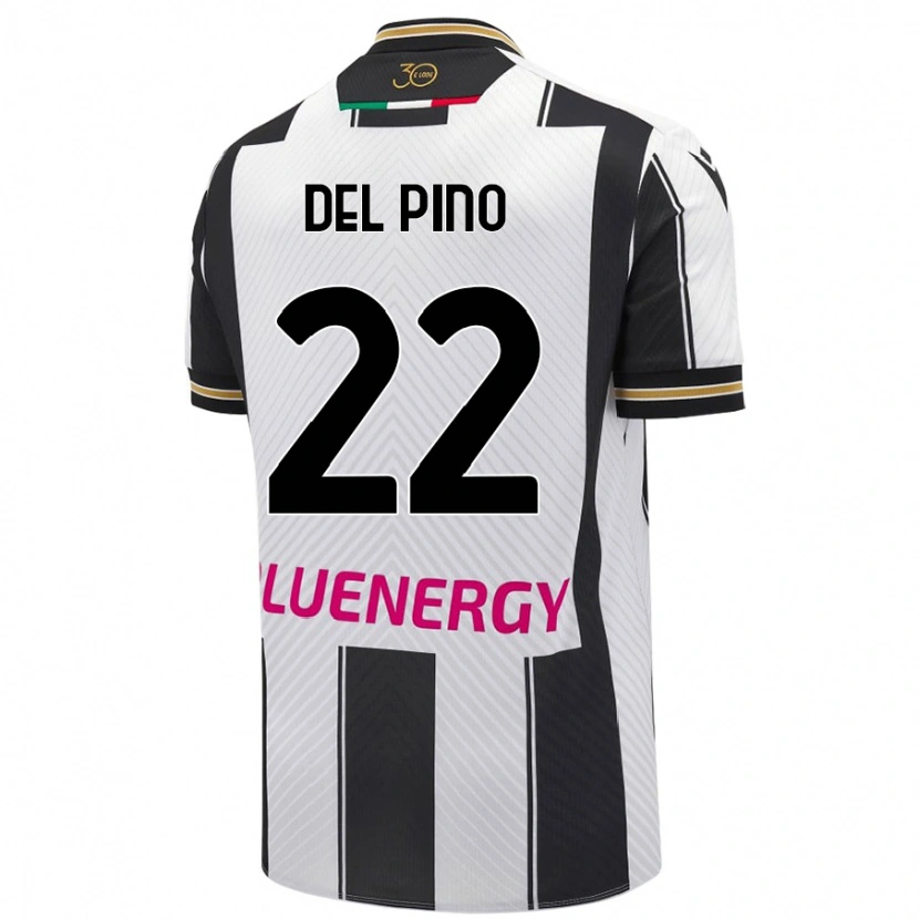 Danxen Dame Lorenzo Del Pino #22 Hvit Svart Hjemmetrøye Drakt Trøye 2024/25 Skjorter T-Skjorte