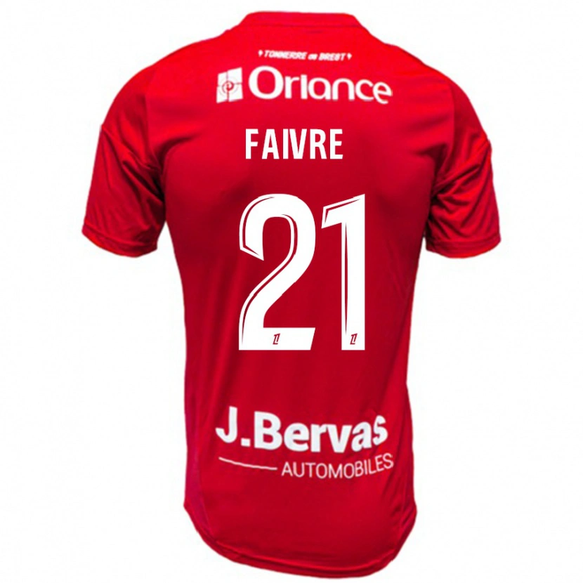 Danxen Dame Romain Faivre #21 Rød Hvit Hjemmetrøye Drakt Trøye 2024/25 Skjorter T-Skjorte