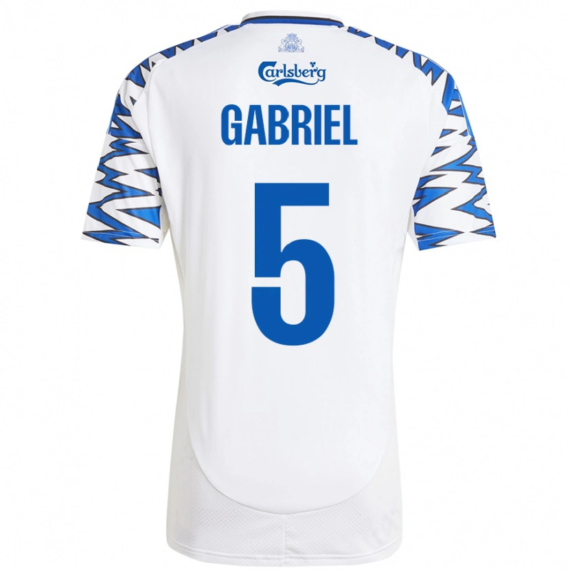 Danxen Dame Gabriel Pereira #5 Hvit Himmelblå Hjemmetrøye Drakt Trøye 2024/25 Skjorter T-Skjorte