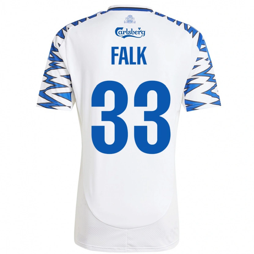 Danxen Dame Rasmus Falk #33 Hvit Himmelblå Hjemmetrøye Drakt Trøye 2024/25 Skjorter T-Skjorte