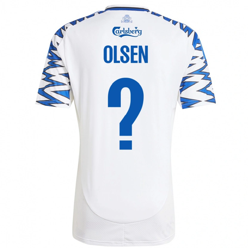 Danxen Dame Gunnar Olsen #0 Hvit Himmelblå Hjemmetrøye Drakt Trøye 2024/25 Skjorter T-Skjorte