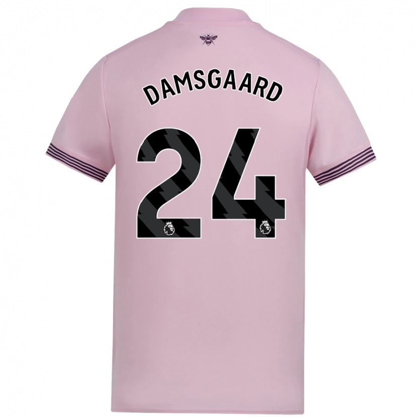Danxen Dame Mikkel Damsgaard #24 Rosa Bortetrøye Drakt Trøye 2024/25 Skjorter T-Skjorte