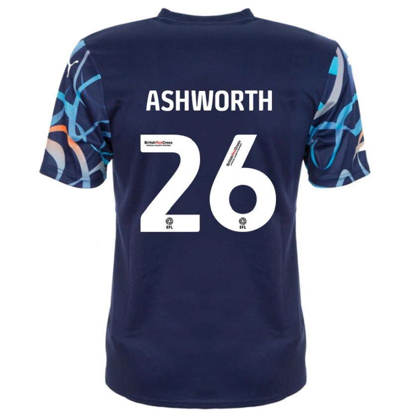Danxen Dame Zac Ashworth #26 Marineblå Bortetrøye Drakt Trøye 2024/25 Skjorter T-Skjorte