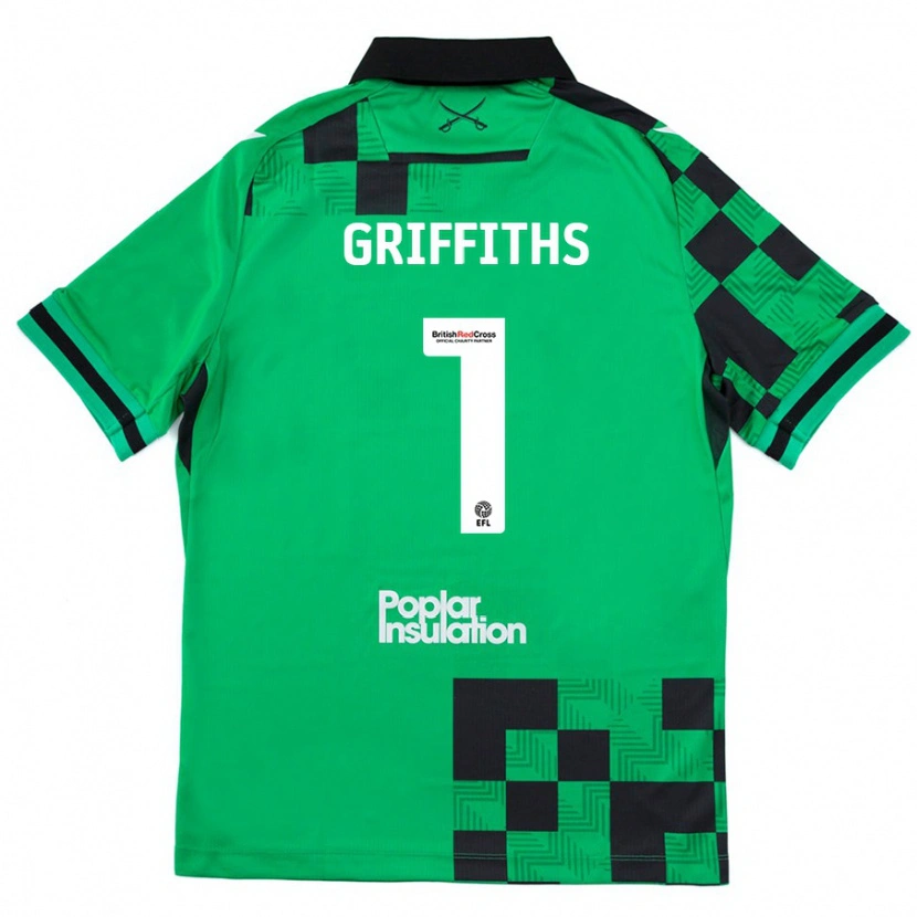 Danxen Dame Josh Griffiths #1 Grønn Svart Bortetrøye Drakt Trøye 2024/25 Skjorter T-Skjorte