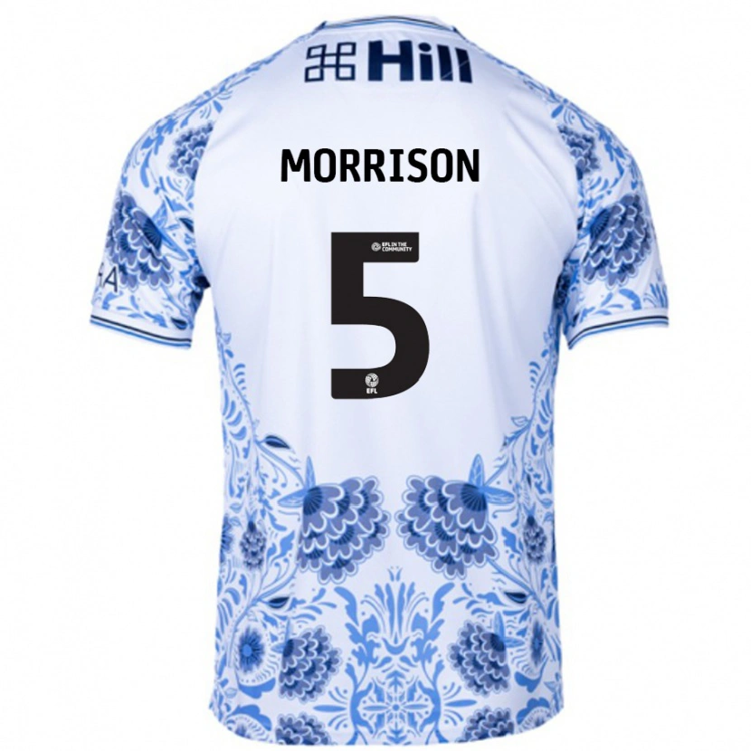 Danxen Dame Michael Morrison #5 Hvit Blå Bortetrøye Drakt Trøye 2024/25 Skjorter T-Skjorte