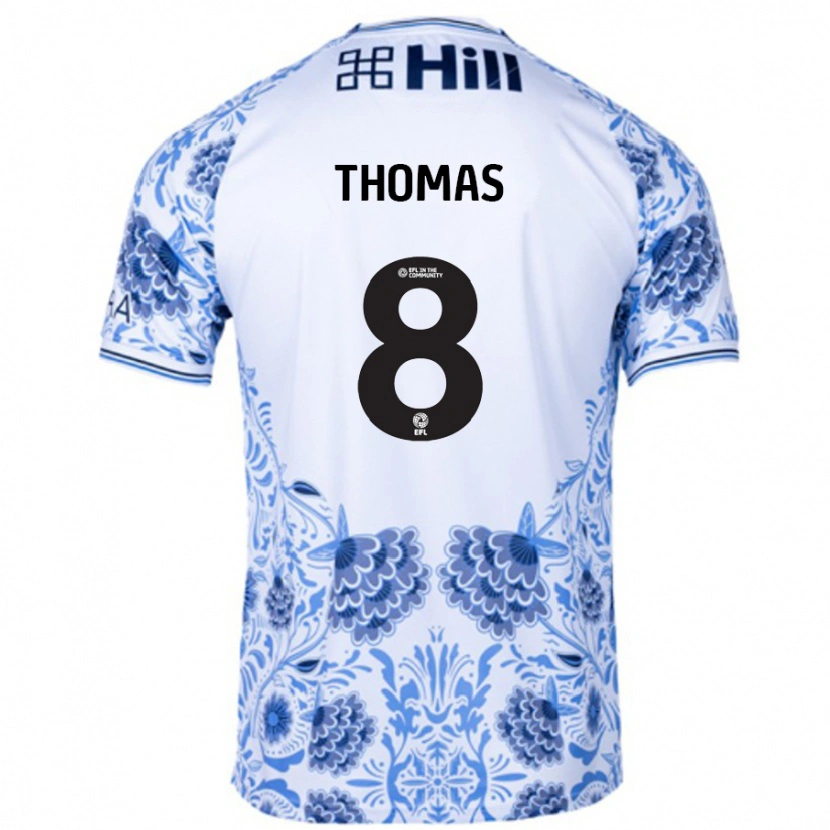 Danxen Dame George Thomas #8 Hvit Blå Bortetrøye Drakt Trøye 2024/25 Skjorter T-Skjorte