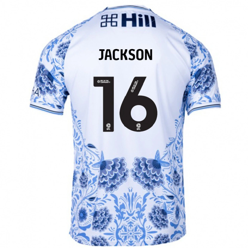 Danxen Dame Abbie Jackson #16 Hvit Blå Bortetrøye Drakt Trøye 2024/25 Skjorter T-Skjorte