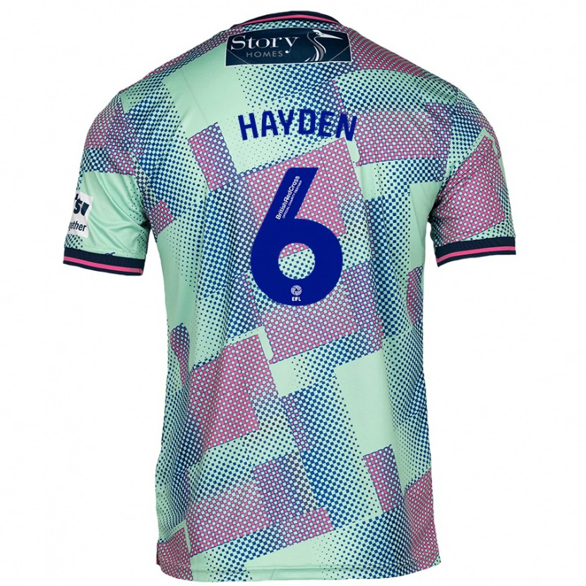 Danxen Dame Aaron Hayden #6 Grønn Bortetrøye Drakt Trøye 2024/25 Skjorter T-Skjorte