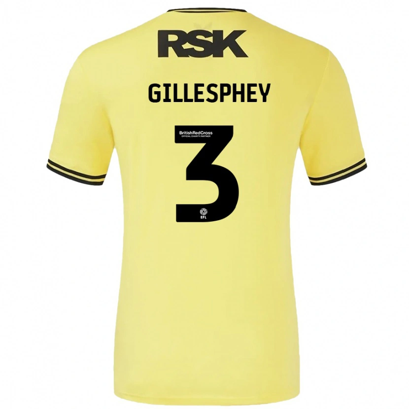 Danxen Dame Macaulay Gillesphey #3 Gul Svart Bortetrøye Drakt Trøye 2024/25 Skjorter T-Skjorte