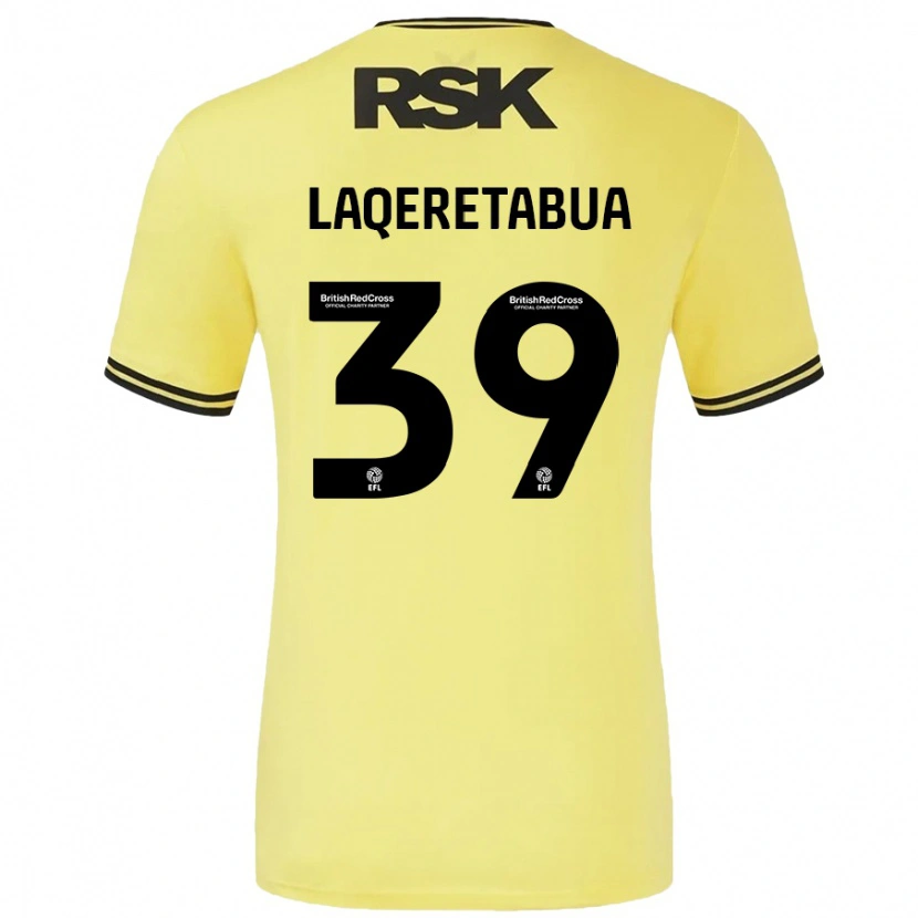 Danxen Dame Josh Laqeretabua #39 Gul Svart Bortetrøye Drakt Trøye 2024/25 Skjorter T-Skjorte
