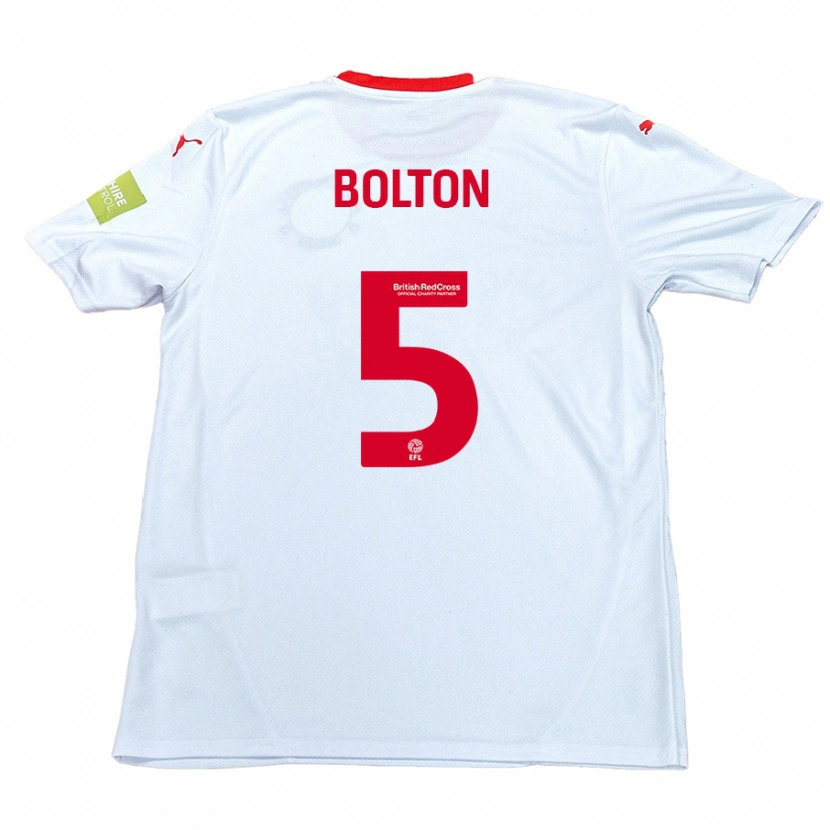 Danxen Dame James Bolton #5 Hvit Bortetrøye Drakt Trøye 2024/25 Skjorter T-Skjorte