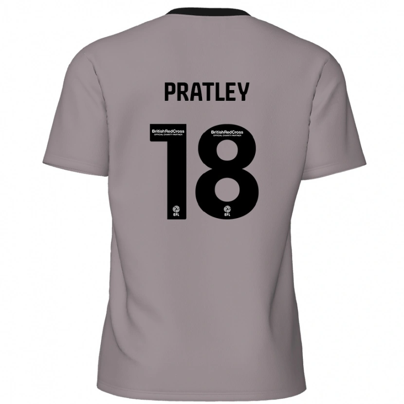 Danxen Dame Darren Pratley #18 Grå Bortetrøye Drakt Trøye 2024/25 Skjorter T-Skjorte