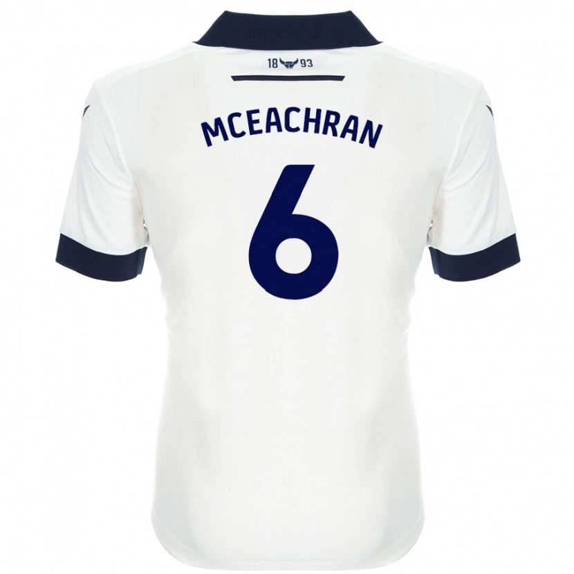 Danxen Dame Josh Mceachran #6 Hvit Marineblå Bortetrøye Drakt Trøye 2024/25 Skjorter T-Skjorte