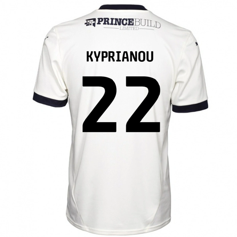 Danxen Dame Hector Kyprianou #22 Off White Svart Bortetrøye Drakt Trøye 2024/25 Skjorter T-Skjorte