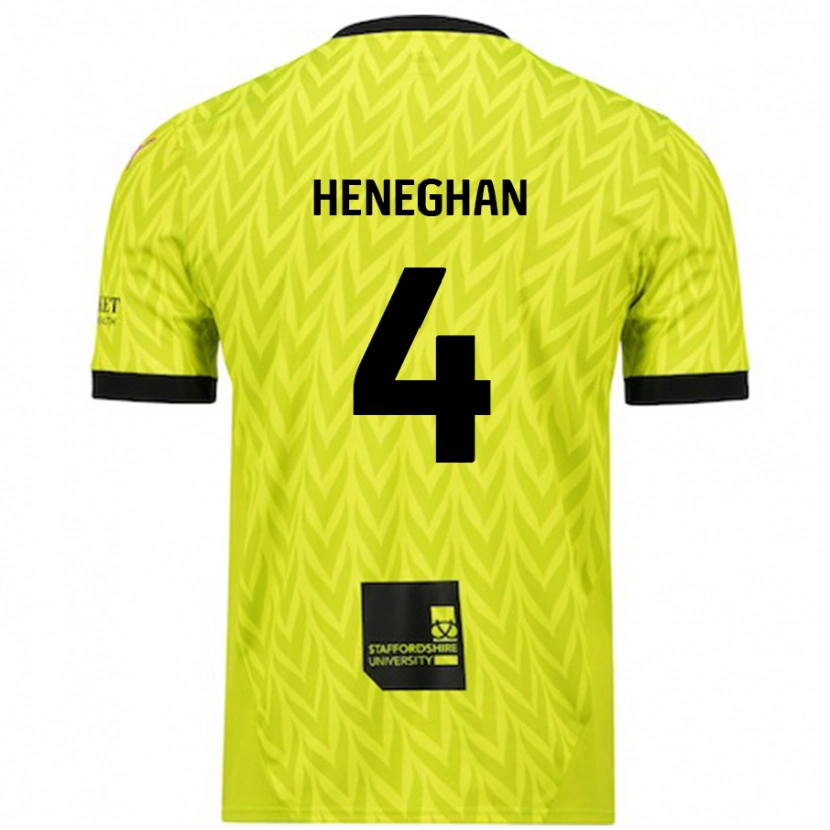 Danxen Dame Ben Heneghan #4 Fluorescerende Grønn Bortetrøye Drakt Trøye 2024/25 Skjorter T-Skjorte