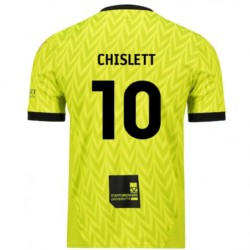 Danxen Dame Ethan Chislett #10 Fluorescerende Grønn Bortetrøye Drakt Trøye 2024/25 Skjorter T-Skjorte