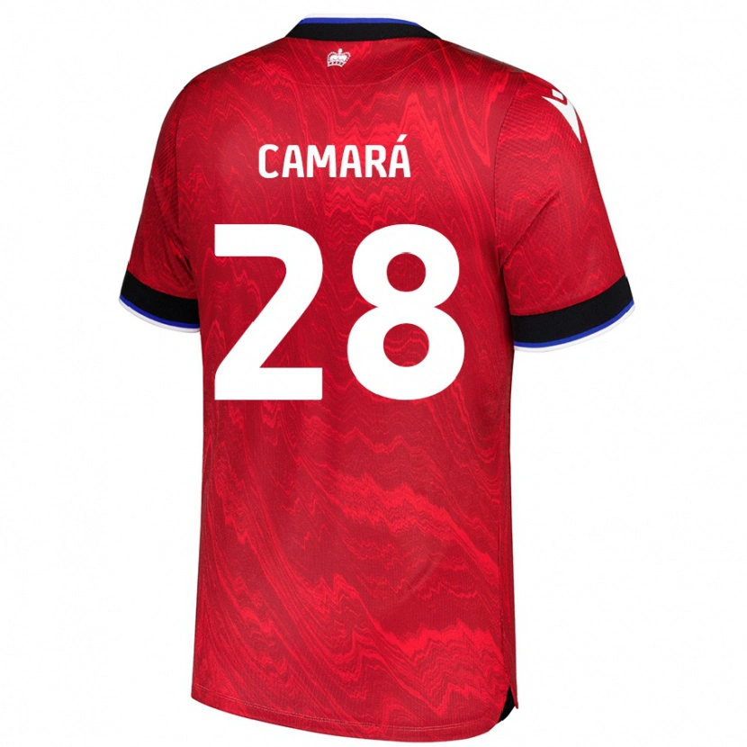 Danxen Dame Mamadi Camará #28 Rød Svart Bortetrøye Drakt Trøye 2024/25 Skjorter T-Skjorte