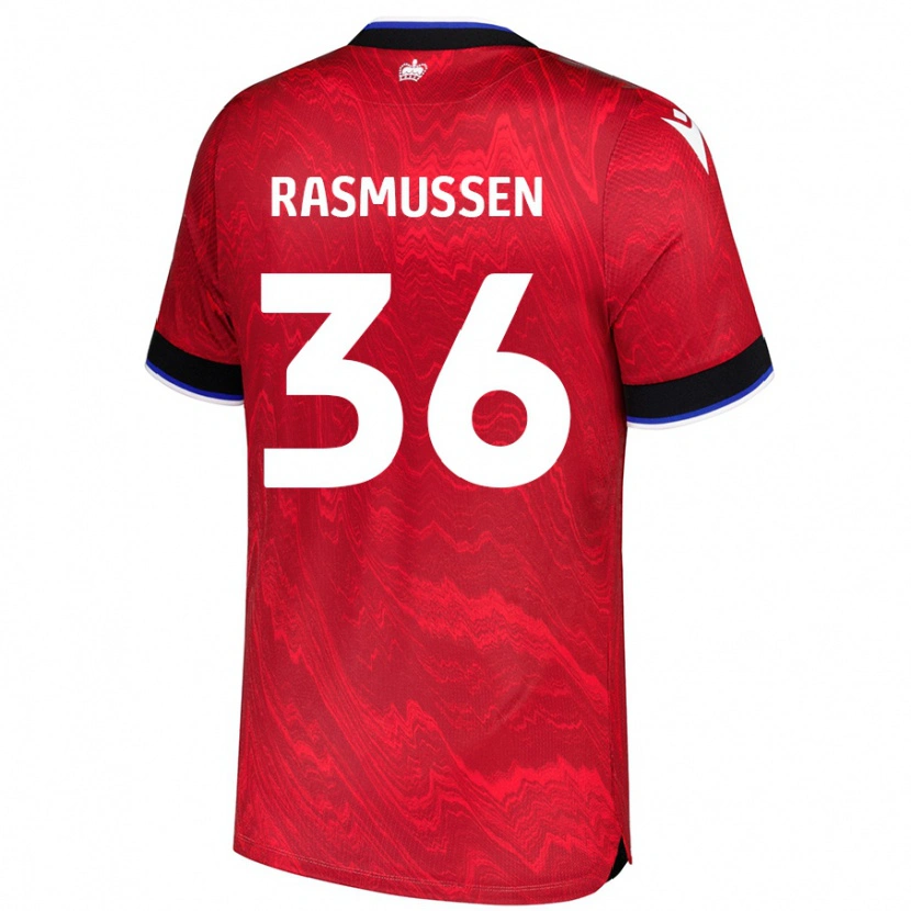 Danxen Dame Tash Rasmussen #36 Rød Svart Bortetrøye Drakt Trøye 2024/25 Skjorter T-Skjorte