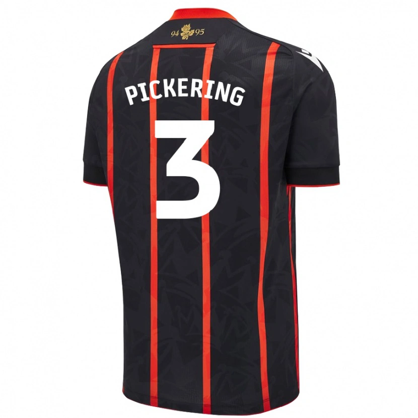 Danxen Dame Harry Pickering #3 Svart Rød Bortetrøye Drakt Trøye 2024/25 Skjorter T-Skjorte
