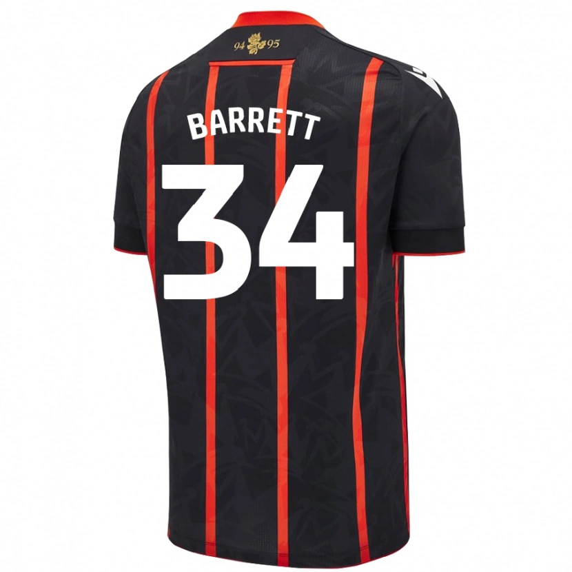 Danxen Dame Jack Barrett #34 Svart Rød Bortetrøye Drakt Trøye 2024/25 Skjorter T-Skjorte