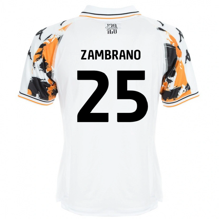 Danxen Dame Óscar Zambrano #25 Hvit Bortetrøye Drakt Trøye 2024/25 Skjorter T-Skjorte