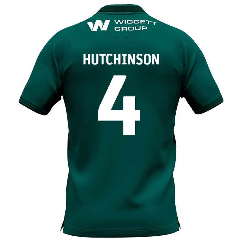 Danxen Dame Shaun Hutchinson #4 Grønn Bortetrøye Drakt Trøye 2024/25 Skjorter T-Skjorte