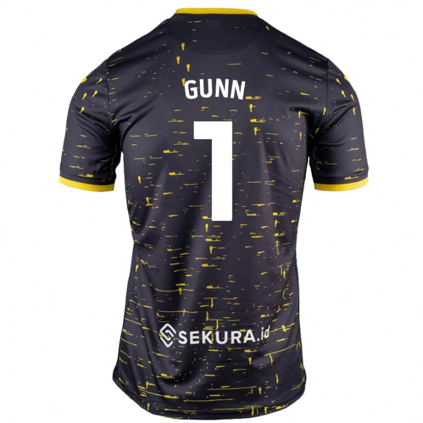 Danxen Dame Angus Gunn #1 Svart Gul Bortetrøye Drakt Trøye 2024/25 Skjorter T-Skjorte